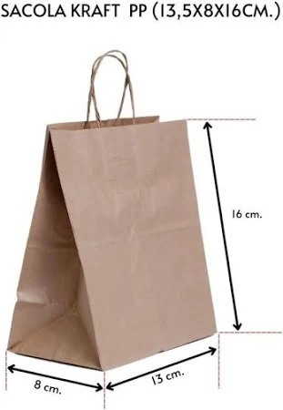 SACOLA KRAFT PP 13,5X8X 16
